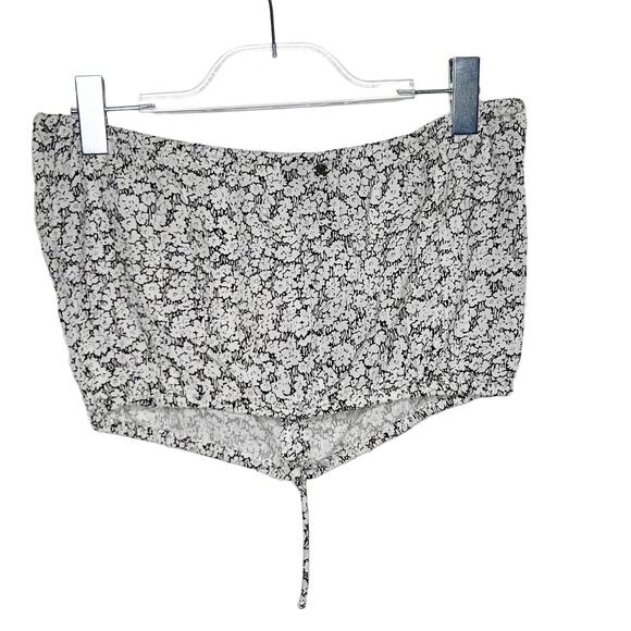 VOLCOM Bae Bae Doll Tube Top Cropped Drawcord Halter Floral Black White Size S - Picture 7 of 10